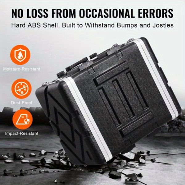 8u heavy duty abs industrial server rack cabinet with ergonomic handle & 2 removable shelves portable mobile workstation for home office, studio, live streaming sturdy metal frame, easy transport case, server rack for home office, studio organization, modern aesthetic, robust construction
