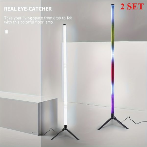2 set/ 1 set color dimmable led floor lamp: usb power supply, adjustable in multiple colors, nordic style ambient lighting, suitable for living rooms, bedrooms, and game rooms, without adapter