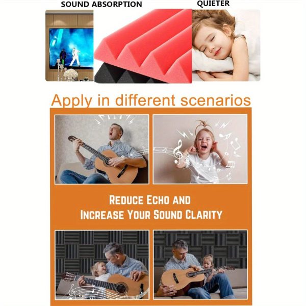 acoustic foams panels 24 2" x 12"x 12" sound proof foam panels for walls high density and fire resistant soundproofing panels soundproof studio wedges sound dampening panels black red