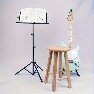 1pc adjustable and portable music stand with bowstring stand, suitable for violin, pipa, guitar, drums, durable alloy, foldable design, comes with carrying bag