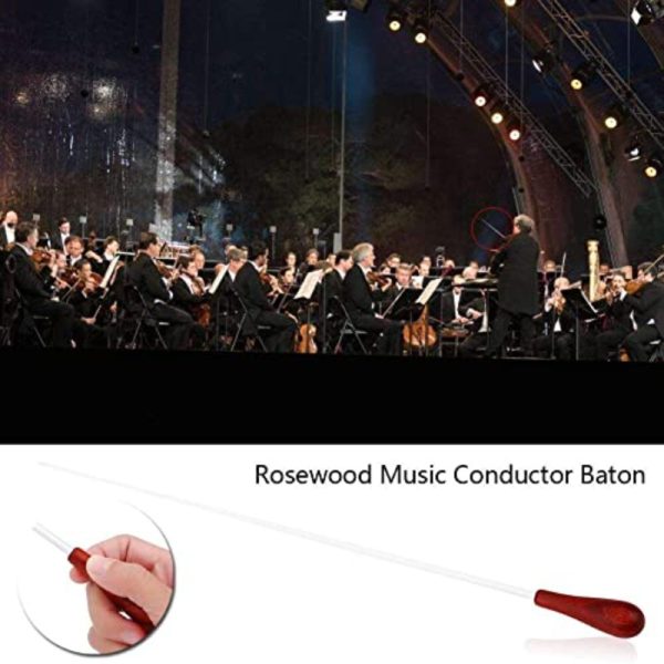 professional concert baton with rosewood handle heavy duty frp shaft & non slip grip, lightweight musical director baton for orchestra, choir, band ideal for conductors, teachers, students warranty included, choir performance tool, sleek design, durable construction, conducting tool, music teachers