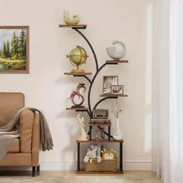 music stand 8 layer corner rack, 62.2 inch high music stand magazine rack, corner file rack music stand display cabinet box with light, collection display stand, living room bedroom decoration, photo album, decorative music
