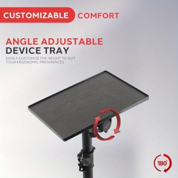 heavy duty pro laptop & projector tripod stand adjustable height from 22" to 35" (laptop/projector/dj mount), with stable tripod base, 14x11 plate compatible with macbook, pc, dj mixers, projectors for home, office, studio, stage supports up to 5.76 lbs