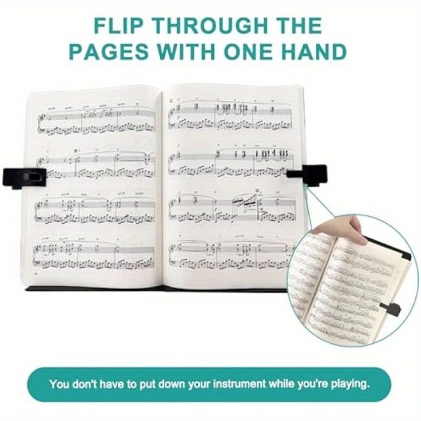 lightweight foldable adjustable music stand with panel extension clip & carrying bag one handed page turning, 34" 64" height, 20" panel capacity, 3 step setup, durable abs plastic & metal tripod for travel, practice, performances black, performance essentials, onehanded operation, robust construction, travel musician gear, highquality materials, orchestra players