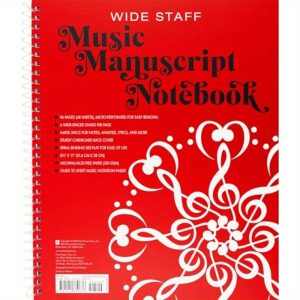 music manuscript notebook wide staff sheet music paper with perforated pages for easy tear out, composer/pianist/teacher/student elegant musical notation notebook for professional & personal use, composer sketchbook, pianist workbook, decorative swirls design, floral pattern cover, easy page removal, durable spiral binding, choir directors
