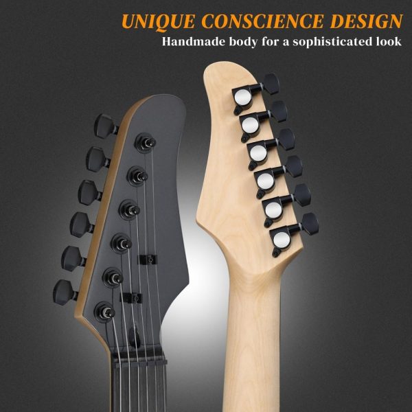 39 inch electric guitar, full size solid body h h pickups 6 strings beginner guitar kit with upgrade cable & guitar capo, tremolo arm, gig bag & strap