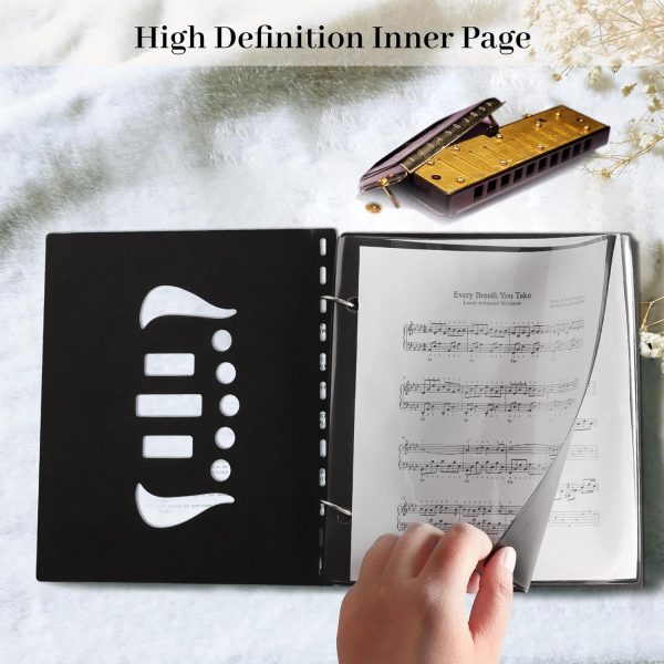 20pcs durable music flip folder with waterproof dual sided pvc pages, includes binder rings perfect for marching band, clarinet, trumpet, trombone, flute 7.5 x 6.5'' sheet music booklet, sheet music storage|metal ring binder|durable pvc pages, music sheet holder, puxgmf