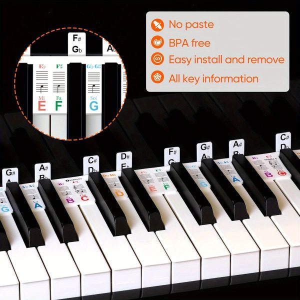 61 key piano stickers removable & repositionable piano key labels with clear note letters a0 c9 / numbers 1 0 for digital/grand/piano keyboards includes storage box music lesson, practice, composition beginner/advanced pianists compatible with all keyboards, piano accessories, visible note identification, practice guide, half step layout, highquality adhesive, beginner pianists