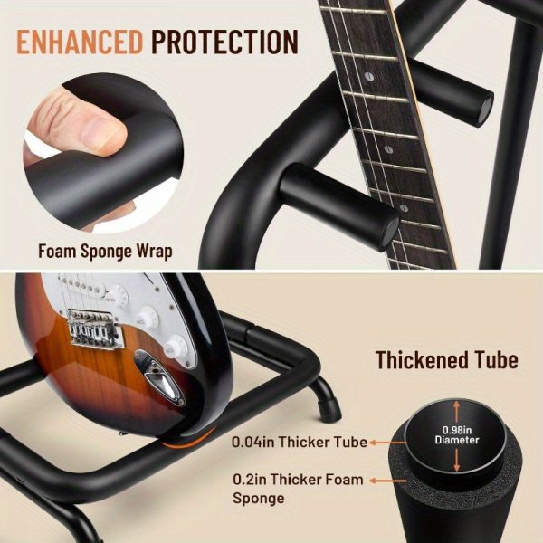 multi guitar rack: 3 holder stand, universal guitar display rack with thick rubber padding for classical, acoustic and electric guitars amp; bass cy0344