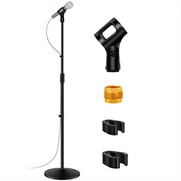 heavy duty mic stand with weighted base, adjustable height 34" 60", compatible with blue yeti, hyperx quadcast, shure sm58, samson q2u, fifine k669b, studio/stage/streaming sturdy metal construction, recording gear, detachable boom, durable build, boom arm, content creators, podcast setup, professional design, highquality materials, heightadjustable stand, live streamers