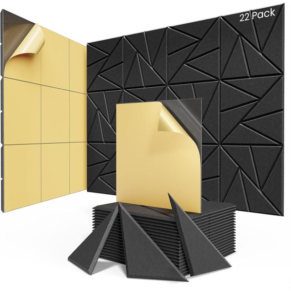 12 acoustic panels with self, 12"x 12"x 0. 4"sound proof foam panels, sound panels high density, soundproof wall panels for home studio office dark blue