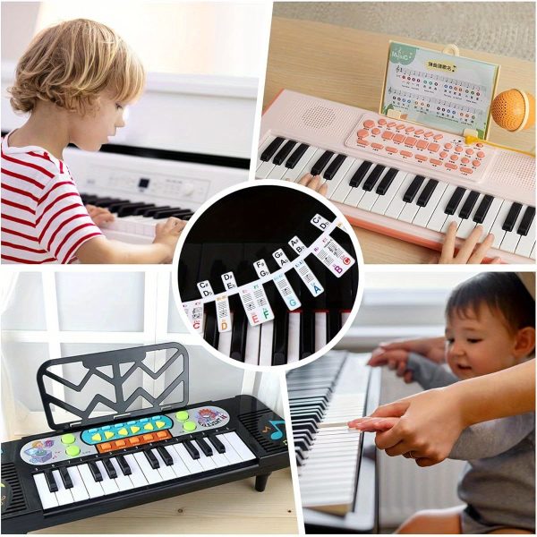 61 key piano stickers removable & repositionable piano key labels with clear note letters a0 c9 / numbers 1 0 for digital/grand/piano keyboards includes storage box music lesson, practice, composition beginner/advanced pianists compatible with all keyboards, piano accessories, visible note identification, practice guide, half step layout, highquality adhesive, beginner pianists