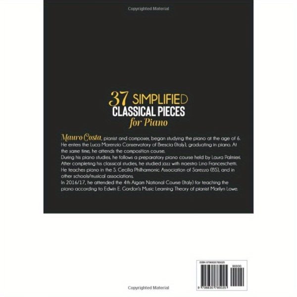 37 simplified classical piano pieces book easy beginner piano songs with progressive learning, timeless classical music repertoire, piano sheet music for beginners to intermediate players build skills with historical masterpieces, piano gifts, simpliified notation, educational music book