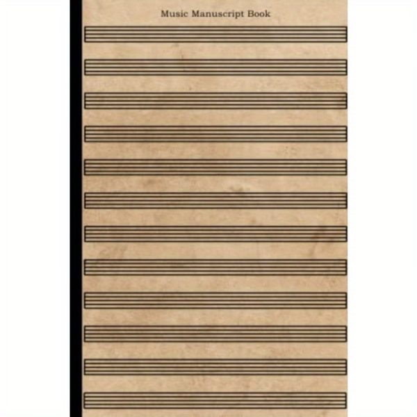 professional music manuscript book a5 composer notebook with wide staff (12 staves/page) elegant beige & dark bands heavy duty notation paper for classical, jazz, musical theater ideal for professional & student composers, songwriters 110 page music score book, composer workbook, classic design, durable paper, highquality print