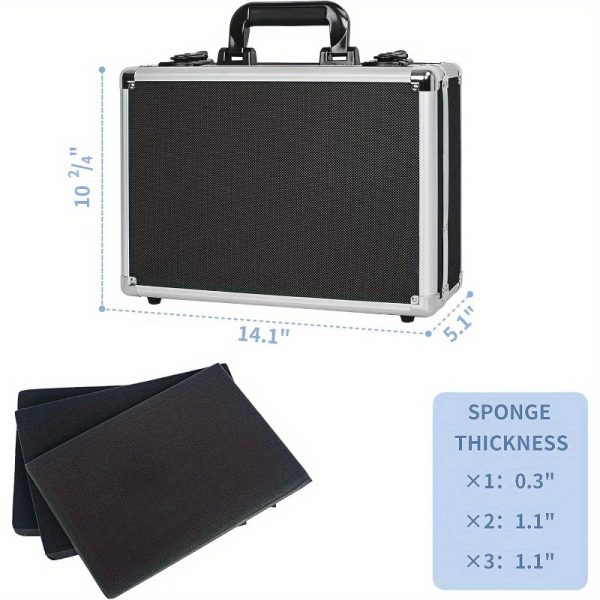 ithwiu 14" heavy duty hard case with customizable foam professional studio & field use, one hand opening latches, secure storage for wireless mic systems, camera gear, lens, equipment black, sleek metallic finish, eva protective material