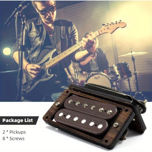 ogdni high output guitar humbucker pickup set double coil alnico 5 pickup electric guitar parts replament neck and bridge set rosewood with larger pole pies for guitar 14.2k17.1k, black