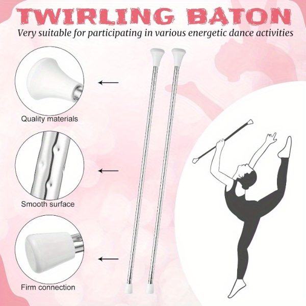 unisex twirling baton for gymnastics, dance, marching band & parades durable metal baton stick with ergonomic grip, perfect for talent shows & artistic performances, baton twirling accessories, performance equipment, sleek metallic finish, smooth finish