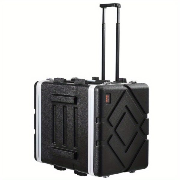 8u heavy duty abs industrial server rack cabinet with ergonomic handle & 2 removable shelves portable mobile workstation for home office, studio, live streaming sturdy metal frame, easy transport case, server rack for home office, studio organization, modern aesthetic, robust construction