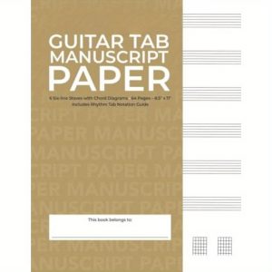 64 pages guitar tablature manuscript paper standard edition with 5 line staff & chord diagrams (6th string to 3rd string notation) music notation paper for songwriters, musicians, guitarists black