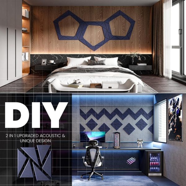 12 acoustic panels with self, 12"x 12"x 0. 4"sound proof foam panels, sound panels high density, soundproof wall panels for home studio office dark blue
