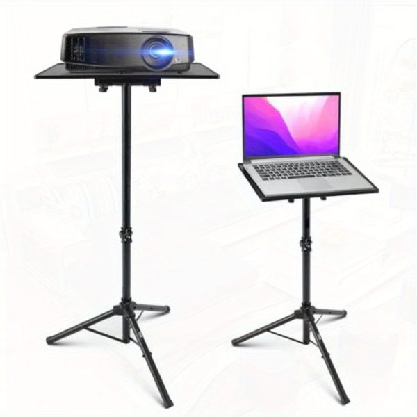 heavy duty pro laptop & projector tripod stand adjustable height from 22" to 35" (laptop/projector/dj mount), with stable tripod base, 14x11 plate compatible with macbook, pc, dj mixers, projectors for home, office, studio, stage supports up to 5.76 lbs