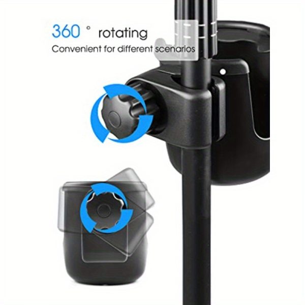mr.power mic stand cup holder with phone holder 2in 1 bottle & phone holder for music stand boom, compatible with 3.3 9.5cm cups, microphone, and more, black, music stand holder, sturdy construction