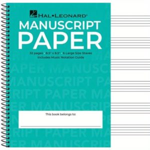 wide staff musical manuscript paper notebook spiral wirebound music sheet book with aqua blue cover, 6 staffs per page (includes notation guide) large staves for composers, arrangers, pianists, orchestra & band durable for rehearsals, performances, publications, orchestra workbook, composer notebook, notation guide feature, wirebound notebook, performance workbook, sturdy binding, pianist notepad