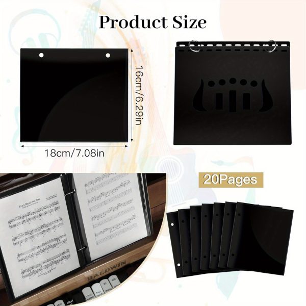 20pcs durable music flip folder with waterproof dual sided pvc pages, includes binder rings perfect for marching band, clarinet, trumpet, trombone, flute 7.5 x 6.5'' sheet music booklet, sheet music storage|metal ring binder|durable pvc pages, music sheet holder, puxgmf