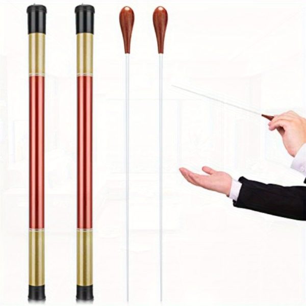 yeshone 2pcs 15 inch music conducting baton with case rosewood handle, lightweight symphony orchestra & choir director baton, ergonomic design for conducting, black, choir baton, symphony baton, professional appearance, durable construction