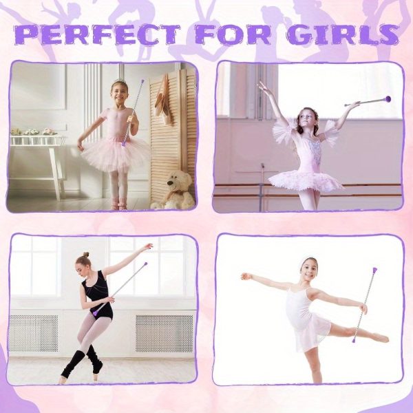 24" twirling baton metal baton with purple & black handles for gymnastics, dance, marching band, parades, talent shows durable artistic baton twirling stick for performers, baton twirling accessories, performance equipment, sleek metallic finish, sturdy construction