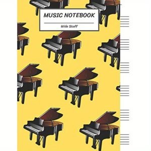 music notebook wide staff: many piano pattern blank music sheet notebookstaff paper music manuscript paper 6 large staves per page 8.5"x11" 100 pages for boys girls beginners.