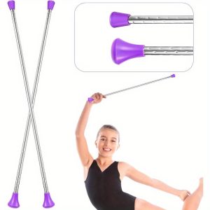 24" twirling baton metal baton with purple & black handles for gymnastics, dance, marching band, parades, talent shows durable artistic baton twirling stick for performers, baton twirling accessories, performance equipment, sleek metallic finish, sturdy construction