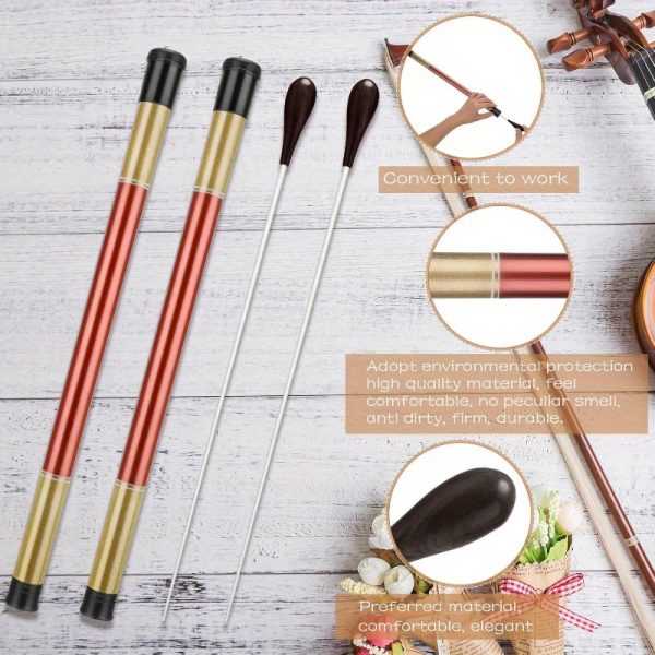 yeshone 2pcs 15 inch music conducting baton with case rosewood handle, lightweight symphony orchestra & choir director baton, ergonomic design for conducting, black, choir baton, symphony baton, professional appearance, durable construction