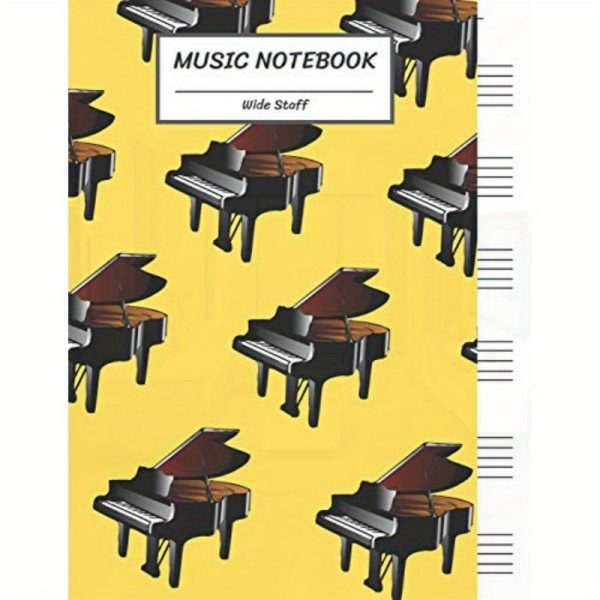 music notebook wide staff: many piano pattern blank music sheet notebookstaff paper music manuscript paper 6 large staves per page 8.5"x11" 100 pages for boys girls beginners.